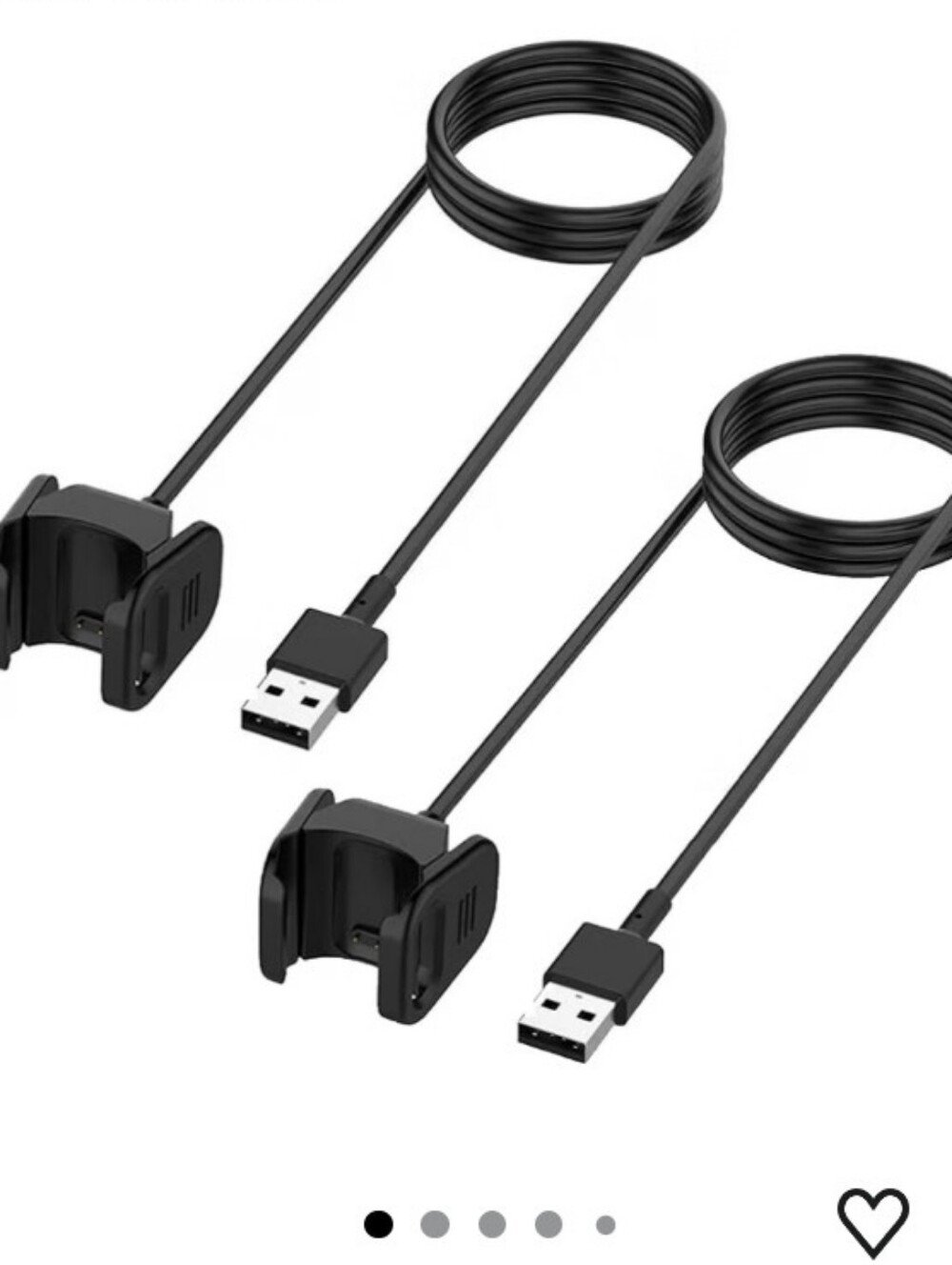Universal Black USB Charging Cable Pair for Fitbit Charge 3 Smartwatches